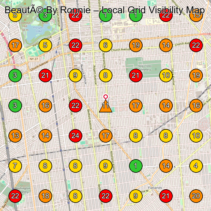 Beauté By Ronnie Health And Beauty Shop GeoGrid ranking map for None